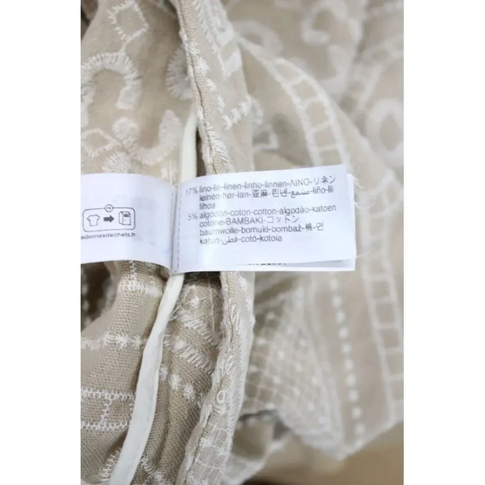 Zara Womens Cropped Geometric Linen Blend Zip Pants Beige Size L